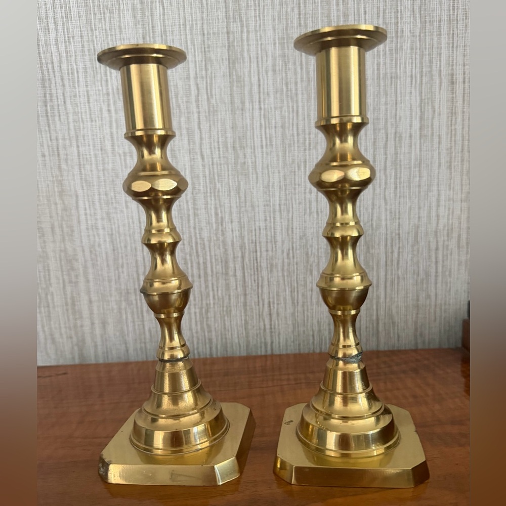 Vintage Venus Solid Brass Candlestick Holders - Set of 2